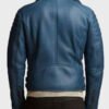 Blue Leather Quilted Style Jacket