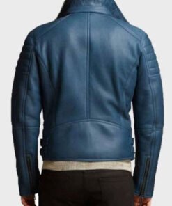 Blue Leather Quilted Style Jacket