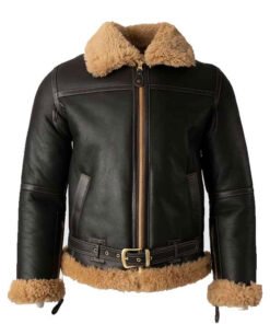 Men's Black Leather Bomber Jacket