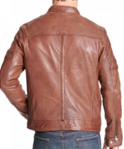 Brown Biker Leather Jacket For Men
