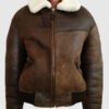 Vintage Brown Leather Bomber Jacket For Men