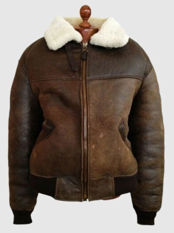 Vintage Brown Leather Bomber Jacket For Men