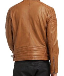 Brown Leather Motorcycle Jacket For Men