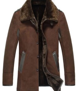 Men's Brown Leather Reacher Style Coat