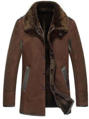 Men's Brown Leather Reacher Style Coat
