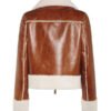 Women's Brown Leather Bomber Style Jacket