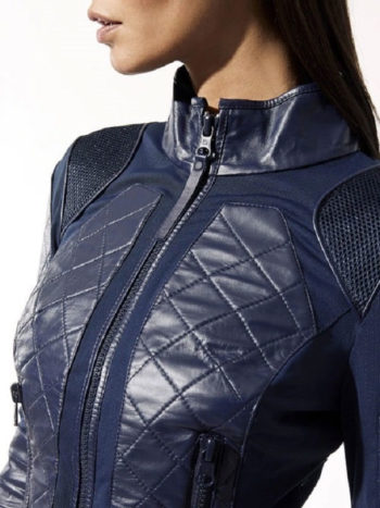 Quilted Leather Biker Jacket For Women