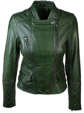 Quilted Style Leather Jacket For Women