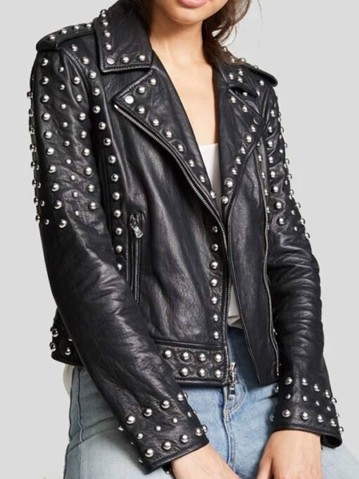 Women's Studded Leather Jacket