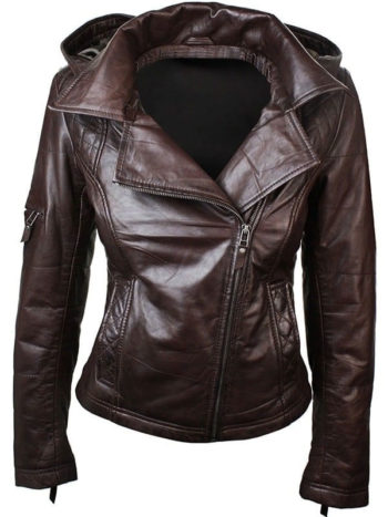 Fashion Wear Hooded Leather Jacket For Women