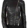 Black Leather Biker Jacket For Women