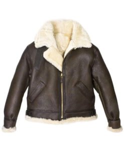 Mens Aviator WWII Brown Shearling Leather Jacket