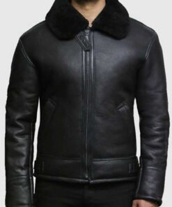Men’s B3 Black Real Shearling Leather Jacket