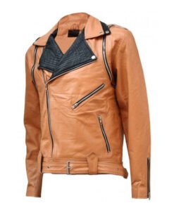 Men's Fashion Wear Brown Leather Biker Jacket