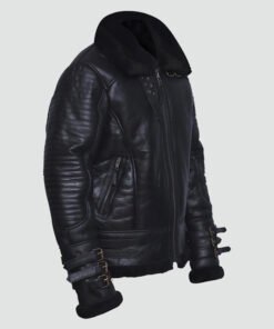 Mens Biker Black Shearling Jacket