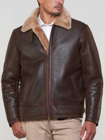 Men’s Brown Genuine Shearling Leather Jacket