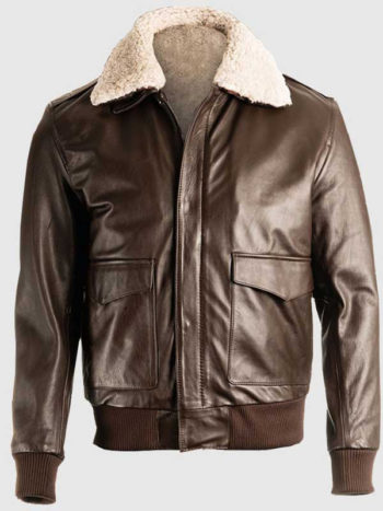 Men’s Pilot Brown Bomber Shearling Leather Jacket