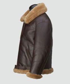 Mens Raf Brown Shearling Leather Jacket