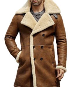 Men's Brown Vintage Leather Trench Coat