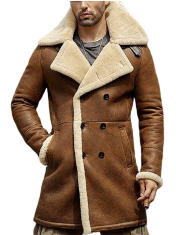 Men's Brown Vintage Leather Trench Coat