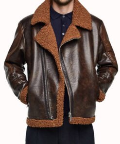 Men’s Dean Ambrose WWE Brown Shearling Leather Jacket