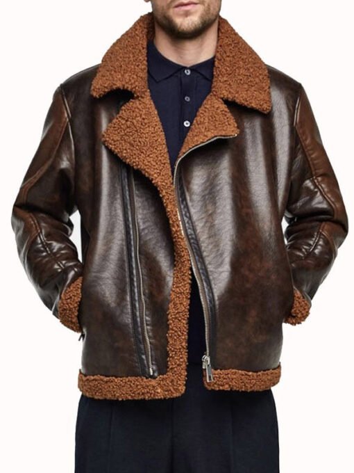 Men’s Dean Ambrose WWE Brown Shearling Leather Jacket