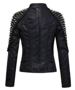 Women's Black Leather Biker Jacket