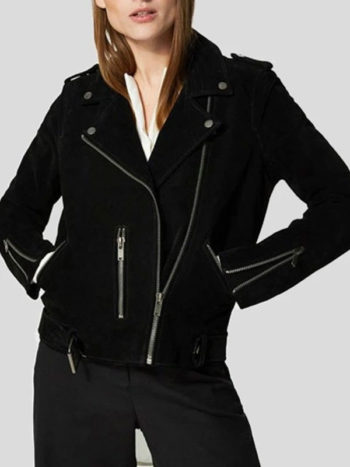 Black Suede Leather Jacket For Women