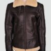 Women Aviator Brown Bomber Shearling Leather Jacket