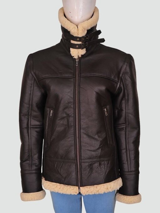 Women Aviator Brown Shearling Jacket