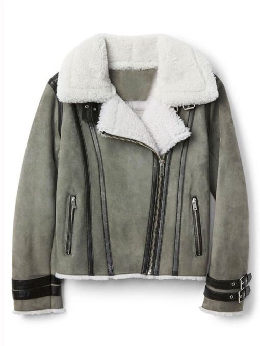 Suede Leather Biker Jacket For Women