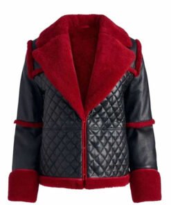 Womens Aviator Pilot Style Black Shearling Leather Jacket