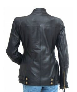 Women's Black Leather Biker Jacket