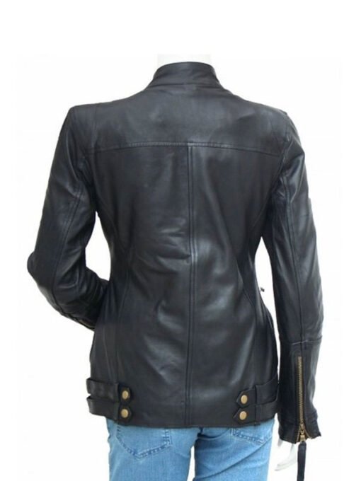 Women's Black Leather Biker Jacket