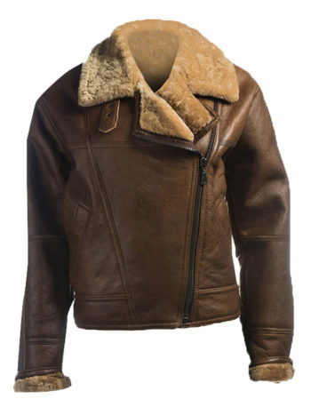 Vintage Brown Leather Biker Jacket For Women