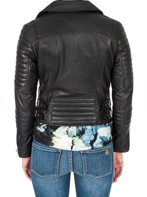 Women's Black Quilted Leather Biker Jacket