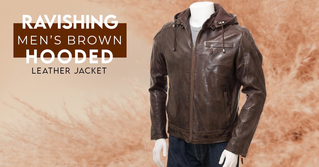 Men’s Brown Hooded Leather Jacket