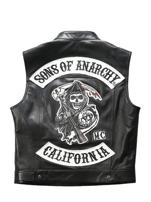 Charlie Hunnam Sons of Anarchy Jax Teller Black Leather Vest