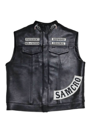 Charlie Hunnam Sons of Anarchy Jax Teller Black Leather Vest